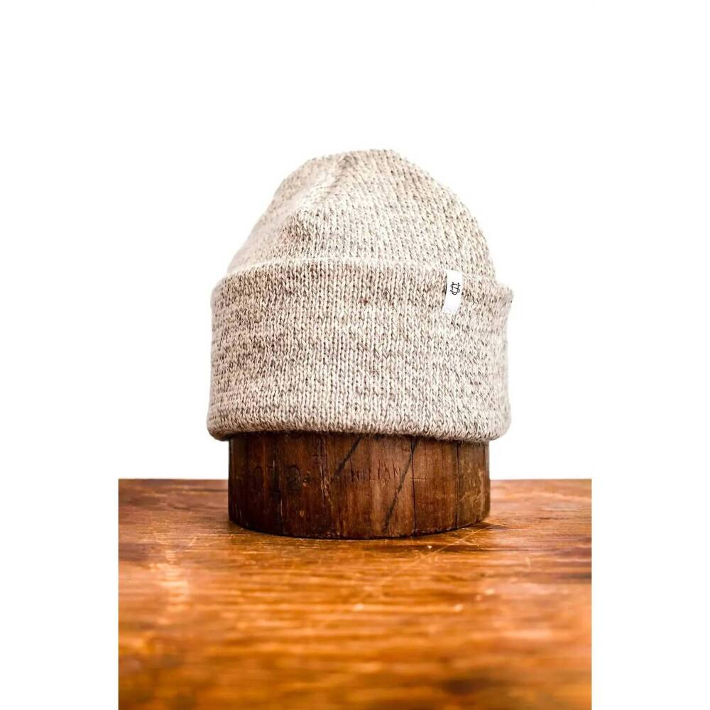 NEW UPSTATE STOCK unisex melange ragg wool beanie in oatmeal